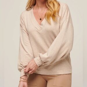 NWT Travis Mathew Light Tan V-Neck Top, medium